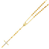 14K Yellow 5mm Ball Rosary Necklace-Length 26