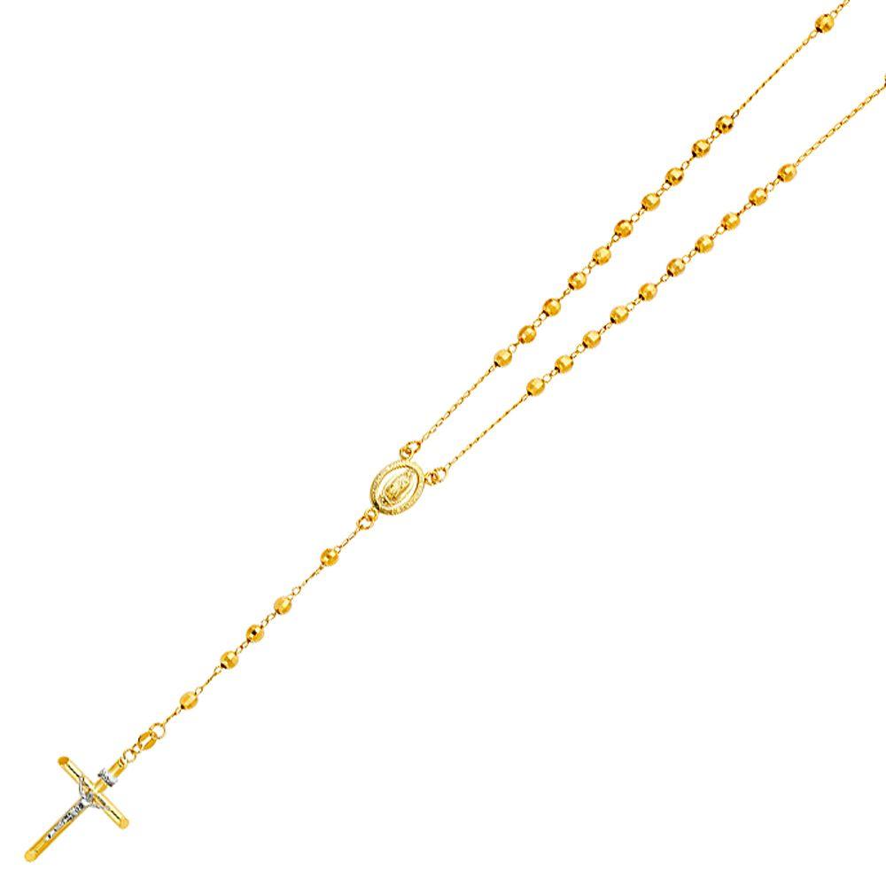 14K Yellow 4mm Ball Rosary Necklace