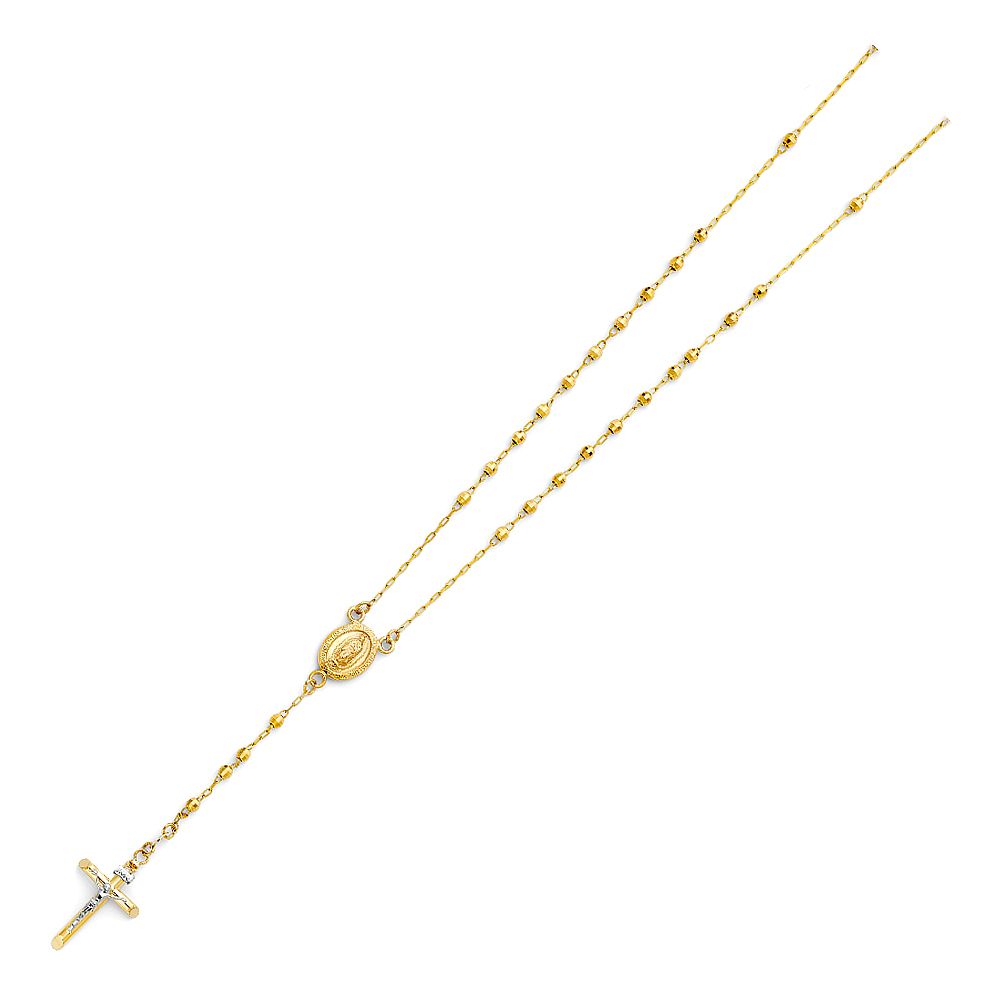 14K Yellow 3mm Ball Rosary Necklace