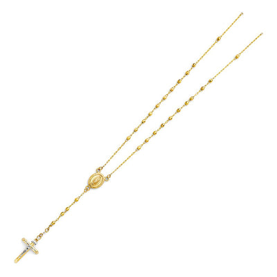 14K Yellow 3mm Ball Rosary Necklace