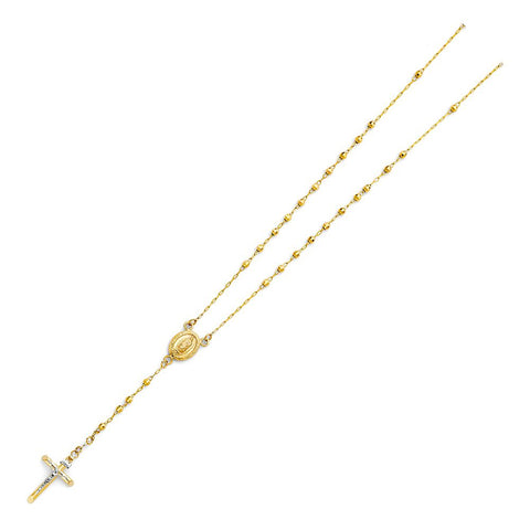 14K Yellow 3mm Ball Rosary Necklace