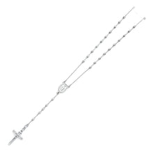 Load image into Gallery viewer, 14K White 3mm Disco Ball Rosary Necklace--Length 26&quot;