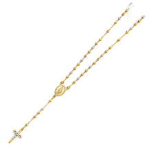 Load image into Gallery viewer, 14K Tricolor 3mm Beads Ball Rosary Necklace