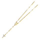 14K Yellow 3mm Beads Ball Rosary Necklace