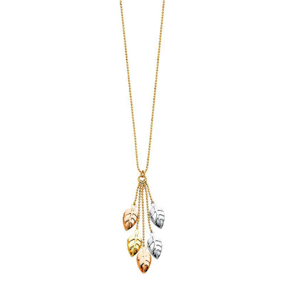 14K Tricolor Leaves Necklace