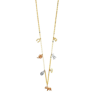 14K Tricolor Lucky Necklace