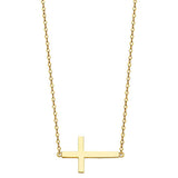 14K Yellow Side Way Cross Necklace