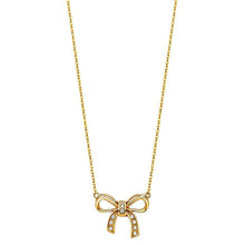 Load image into Gallery viewer, 14K Yellow CZ Ribbon Necklace