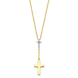 14K Yellow CZ Cross Necklace