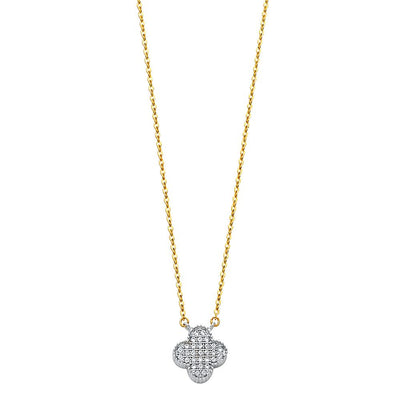 14K Yellow CZ Flower Necklace