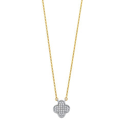 14K Yellow CZ Flower Necklace