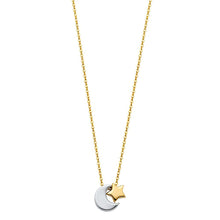 Load image into Gallery viewer, 14K TwoTone Moon and Star Necklace