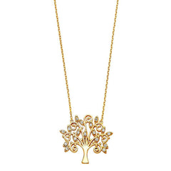 14K Yellow CZ Magic Tree Necklace