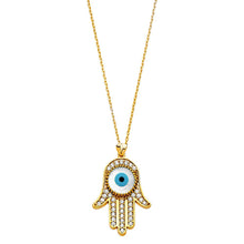 Load image into Gallery viewer, 14K Yellow CZ Evil Eye Necklace
