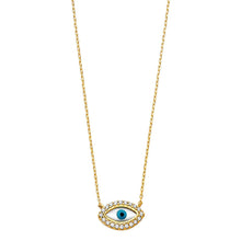 Load image into Gallery viewer, 14K Yellow CZ Evil Eye Necklace