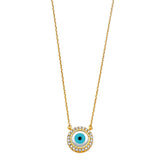 14K Yellow CZ Evil Eye Necklace