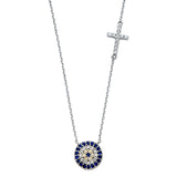 14K White CZ Evil Eye Necklace