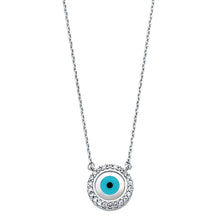 Load image into Gallery viewer, 14K White CZ Evil Eye Necklace