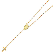 Load image into Gallery viewer, 14K Tricolor 2.5mm Ball Rosary Necklace