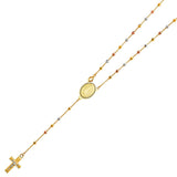 14K Tricolor 2.5mm Ball Rosary Necklace