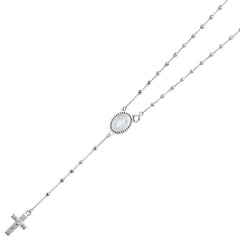 14K White 2.5mm Beads Ball Rosary Necklace