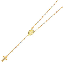 Load image into Gallery viewer, 14K Tricolor 2.5mm Beads Ball Rosary Necklace