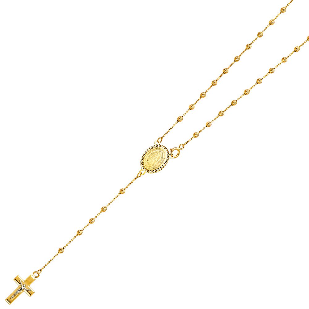 14K Yellow 2.5mm Beads Ball Rosary Necklace