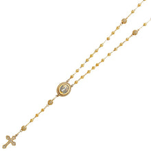 Load image into Gallery viewer, 14K Yellow 3mm Beads CZ Ball Rosary Necklace