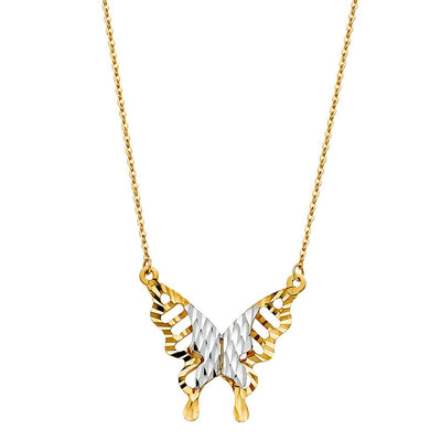 14K Two Tone Butterfly Necklace