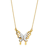 14K Two Tone Butterfly Necklace