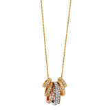 14K Tricolor 7 Days CZ Ring Necklace