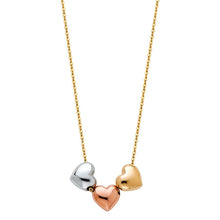 Load image into Gallery viewer, 14K Tricolor 3 Heart Necklace