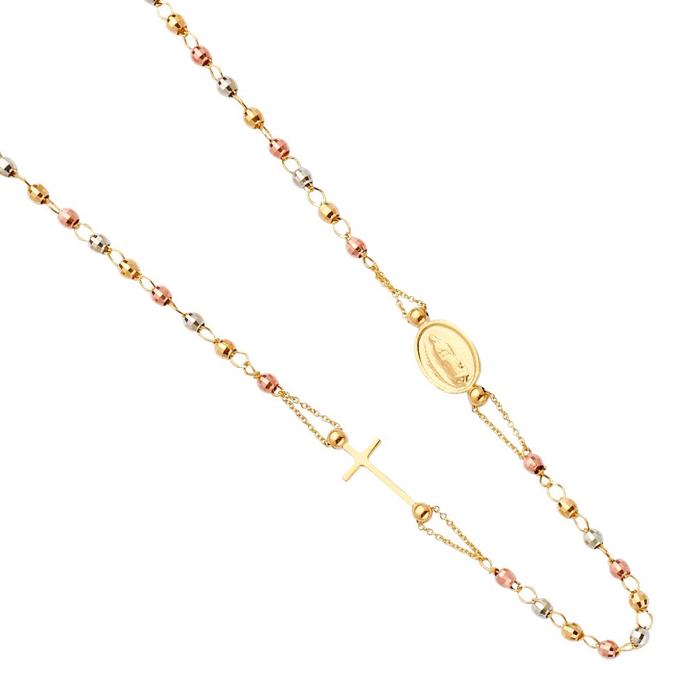 14K Yellow Guadalupe Fashion Rosario Necklace