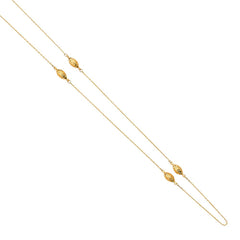 14K Yellow Oval Diamond Cut Ball by the Yard Necklace