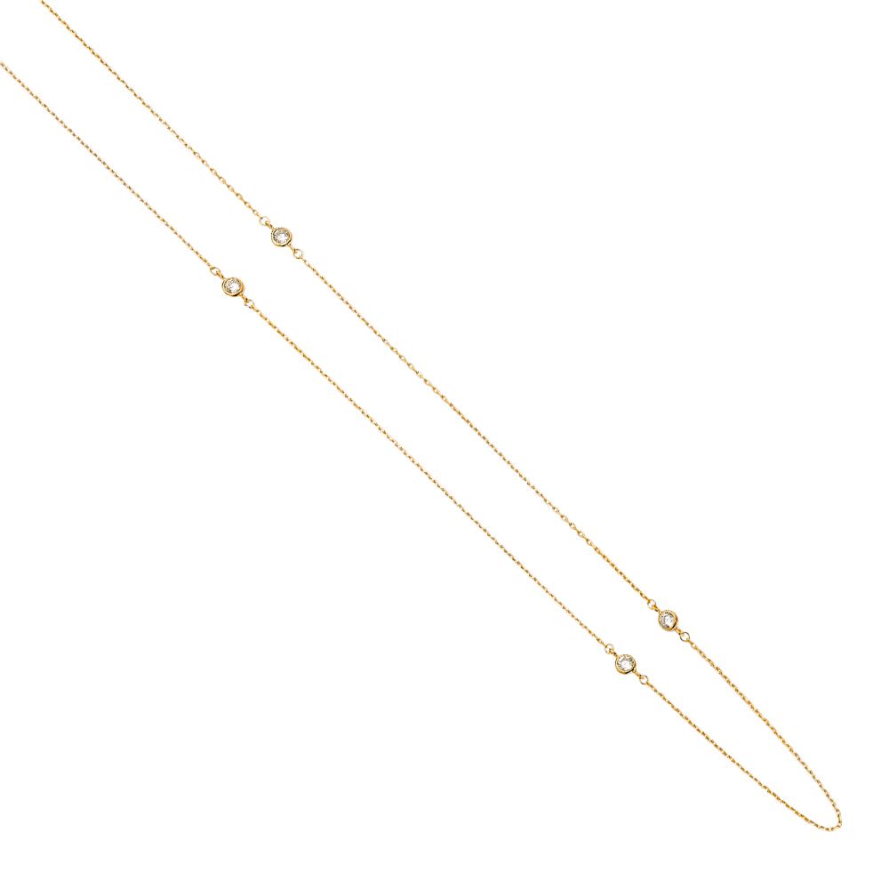 14K Yellow CZ Bazel by the Yard Necklace