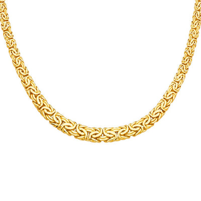 14K Yellow Graduated Oval Hollow Byzantine Necklace