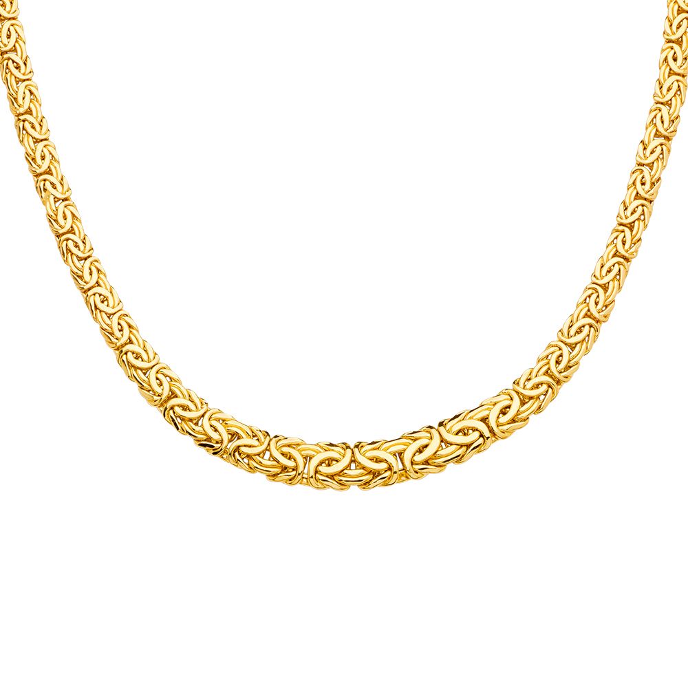 14K Yellow Graduated Oval Hollow Byzantine Necklace