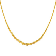 Load image into Gallery viewer, 14K Yellow Graduated Hollow Rope Chain Necklace