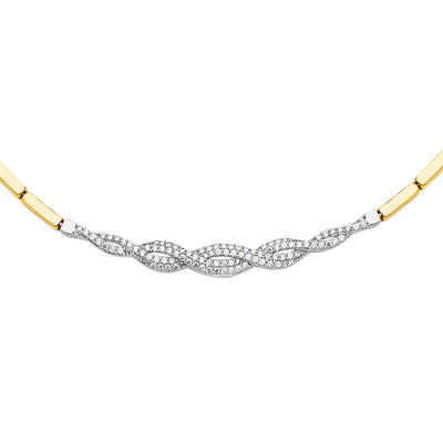 14K Yellow Fancy CZ Necklace Or Set