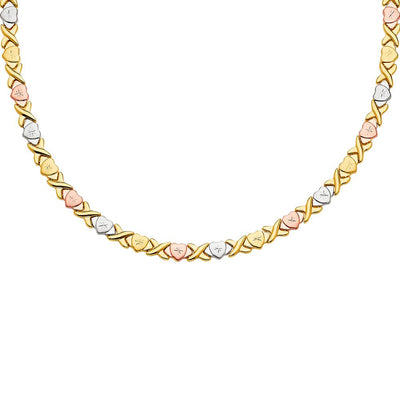 14K Tricolor Stampato Necklace