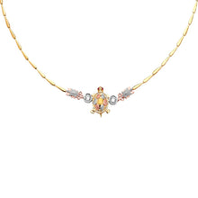 Load image into Gallery viewer, 14K Tricolor CZ Turtle Necklace