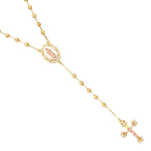 Load image into Gallery viewer, 14K TwoTone 3mm Moon-Cut Ball CZ Rosary Necklace