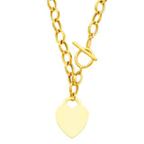 14K Yellow Hollow Links With Heart Necklace