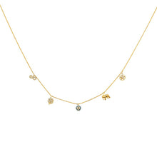 Load image into Gallery viewer, 14K Yellow CZ Dangling Light Spring Ring Chain Necklace