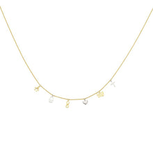 Load image into Gallery viewer, 14K Two Tone Dangling Light Spring Ring Chain Necklace