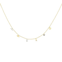 Load image into Gallery viewer, 14K Two Tone Dangling Light Spring Ring Chain Necklace