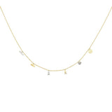 14K Two Tone Dangling Light Spring Ring Chain Necklace