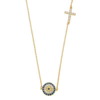 14K Yellow Evil Eye Light Chain Necklace