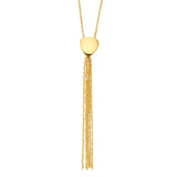 14K Yellow Multi-Hanging Spring Ring Chain Necklace