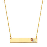 14K Yellow ID With Flower Spring Ring Chain Necklace